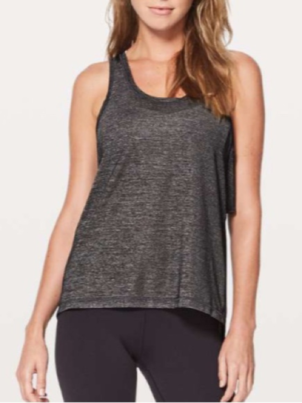 Lululemon Tank‎ Top Hold & Let Flow 6 Heather Black Yoga Workout Athletic Active